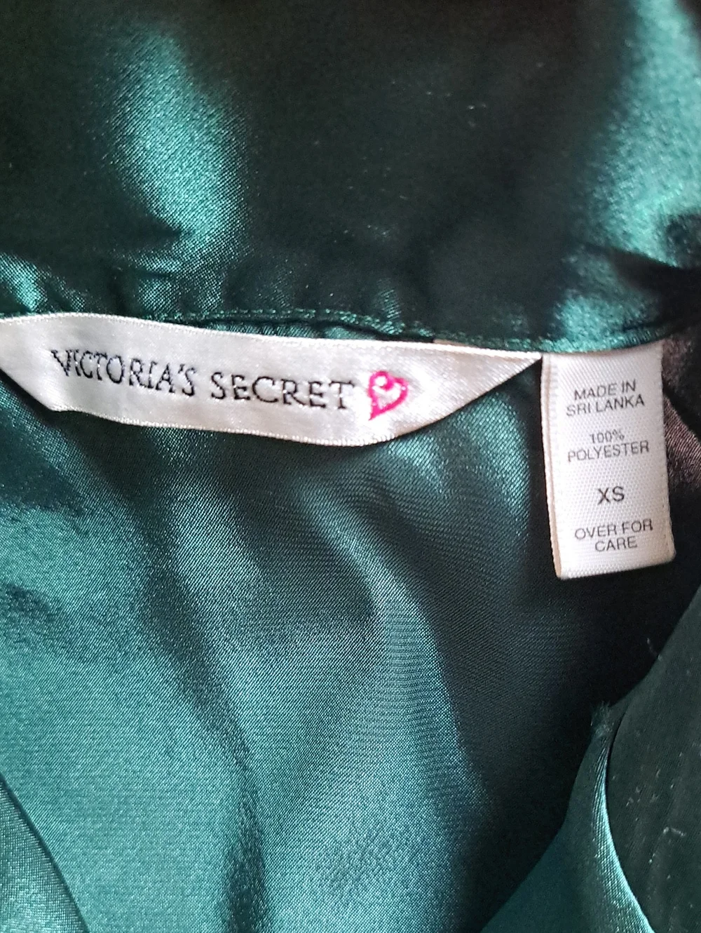 Vintage Y2K Victoria’s Secret Emerald Satin Robe XS Pink Heart Tag